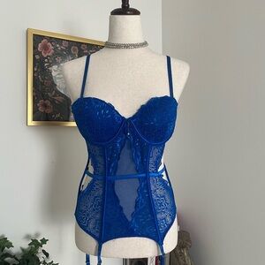 Sexy Blue Lace Corset with Garter